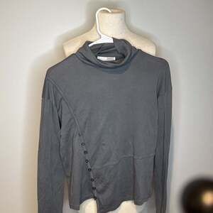 Amici Made in Italy Gray Asymmetrical Button Cowl‎ Neck Top 100% cotton